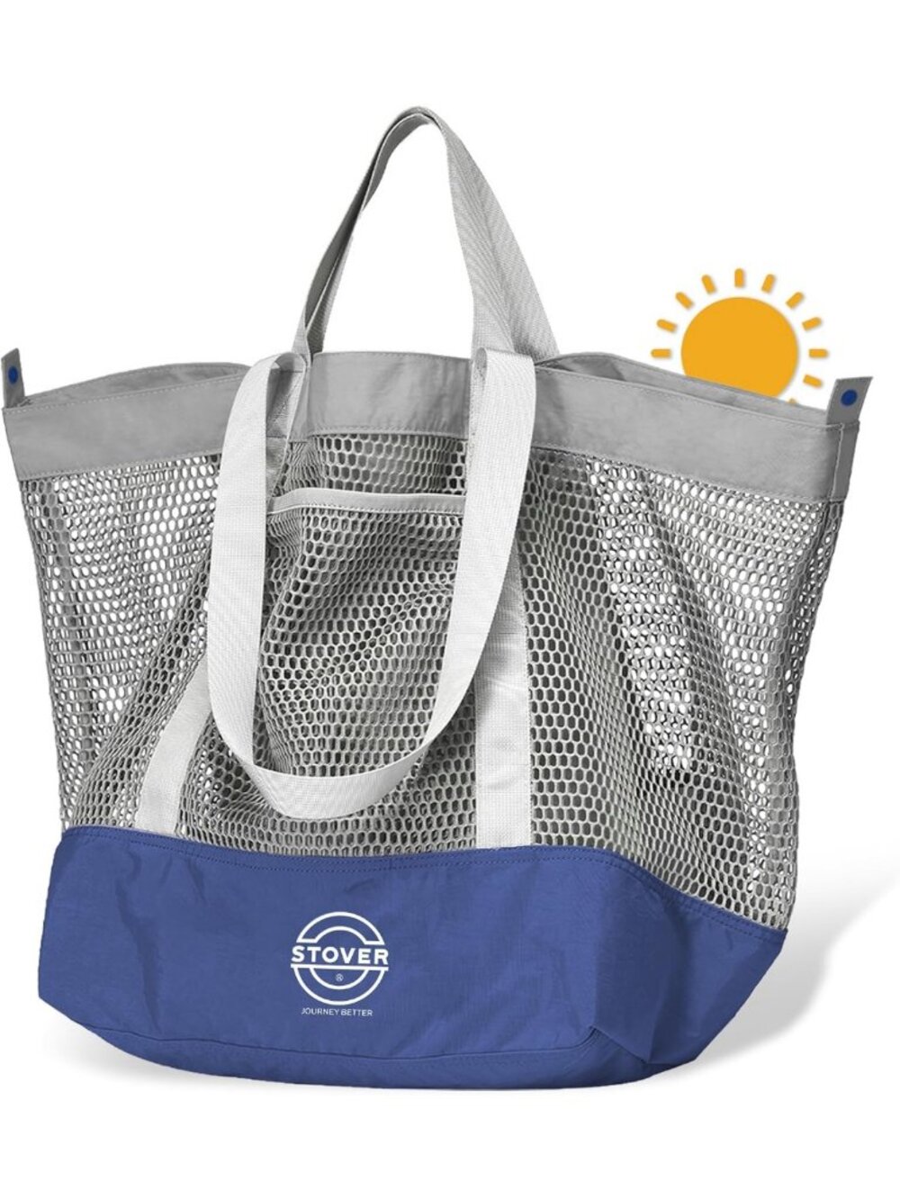 Large Mesh Beach Tote Bag - Foldable Travel, Pool, Shopping, Vacation Bag with
